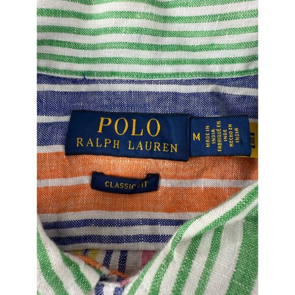Polo Ralph Lauren Size M Classic Fit Colorful Striped Polo Shirt Short Sleeve Co - Picture 6 of 9